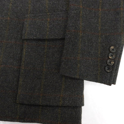 【中古】ポールスチュアート PAUL STUART ウール チェック テーラードジャケット ダークグレーxブラウン系【 S 】【 状態ランクB 】【 メンズ 】