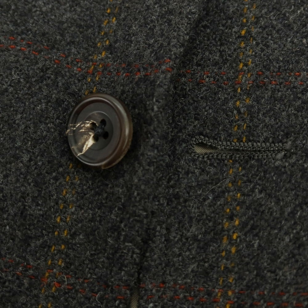 【中古】ポールスチュアート PAUL STUART ウール チェック テーラードジャケット ダークグレーxブラウン系【 S 】【 状態ランクB 】【 メンズ 】