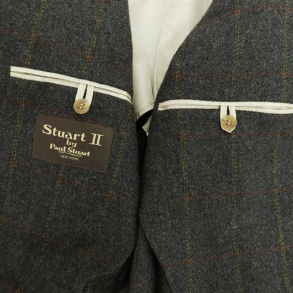 【中古】ポールスチュアート PAUL STUART ウール チェック テーラードジャケット ダークグレーxブラウン系【 S 】【 状態ランクB 】【 メンズ 】