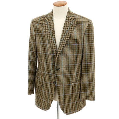 【中古】ラバッツォーロ RAVAZZOLO ウール チェック 3B カジュアルジャケット グリーン系xブルー【 46 】【 状態ランクA 】【 メンズ 】