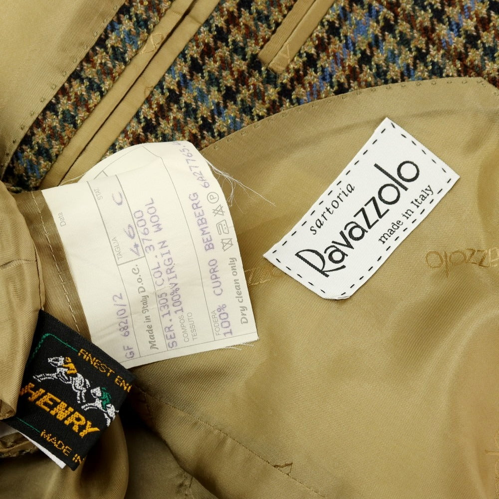 【中古】ラバッツォーロ RAVAZZOLO ウール チェック 3B カジュアルジャケット グリーン系xブルー【 46 】【 状態ランクA 】【 メンズ 】