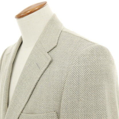 【中古】ポロ ラルフローレン Polo Ralph Lauren シルクリネンウール ヘリンボーン 3B テーラードジャケット グレーxライトベージュ【サイズA5】【 状態ランクB 】【 メンズ 】