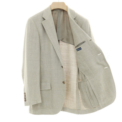 【中古】ポロ ラルフローレン Polo Ralph Lauren シルクリネンウール ヘリンボーン 3B テーラードジャケット グレーxライトベージュ【サイズA5】【 状態ランクB 】【 メンズ 】