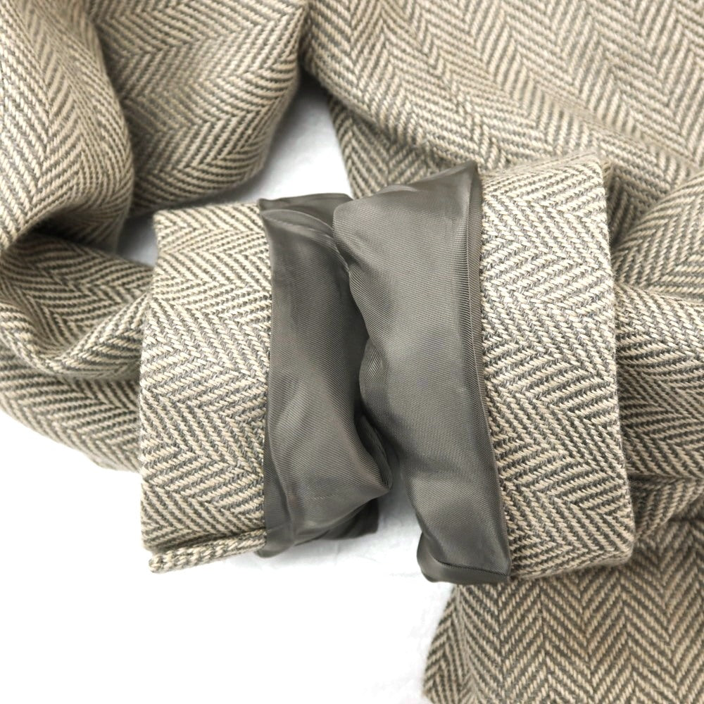 【中古】ポロ ラルフローレン Polo Ralph Lauren シルクリネンウール ヘリンボーン 3B テーラードジャケット グレーxライトベージュ【サイズA5】【 状態ランクB 】【 メンズ 】