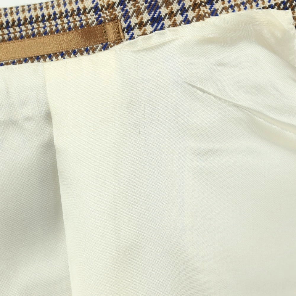 【中古】【未使用】トゥモローランド TOMORROWLAND PILGRIM コットン チェック 2B テーラードジャケット ブラウンxロイヤルブルー【サイズ46】【 状態ランクS 】【 メンズ 】