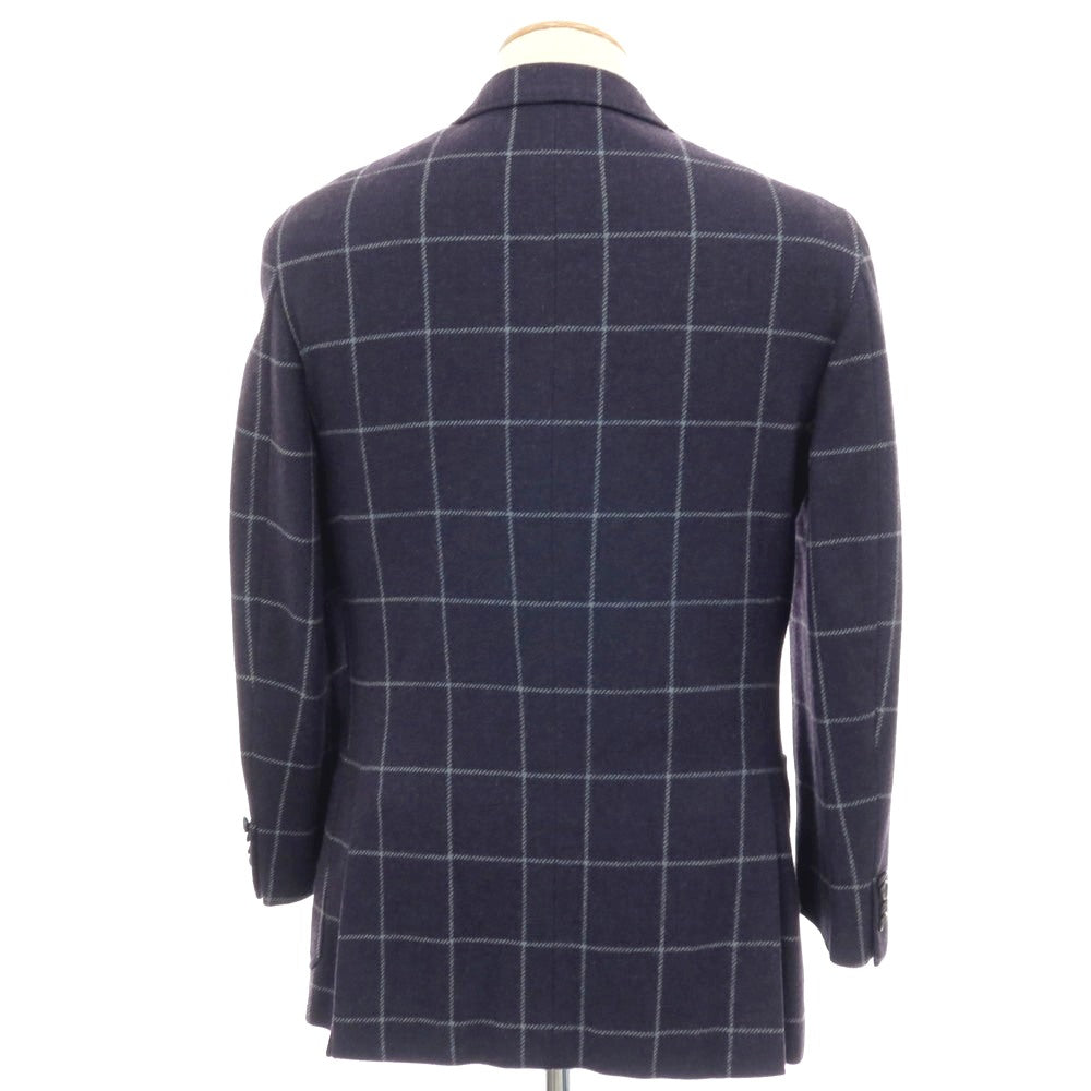 【中古】ヴァルディターロ Valditaro ウール ウィンドウペーンチェック 3B テーラードジャケット ネイビーxブルー【 44 】【 状態ランクB 】【 メンズ 】