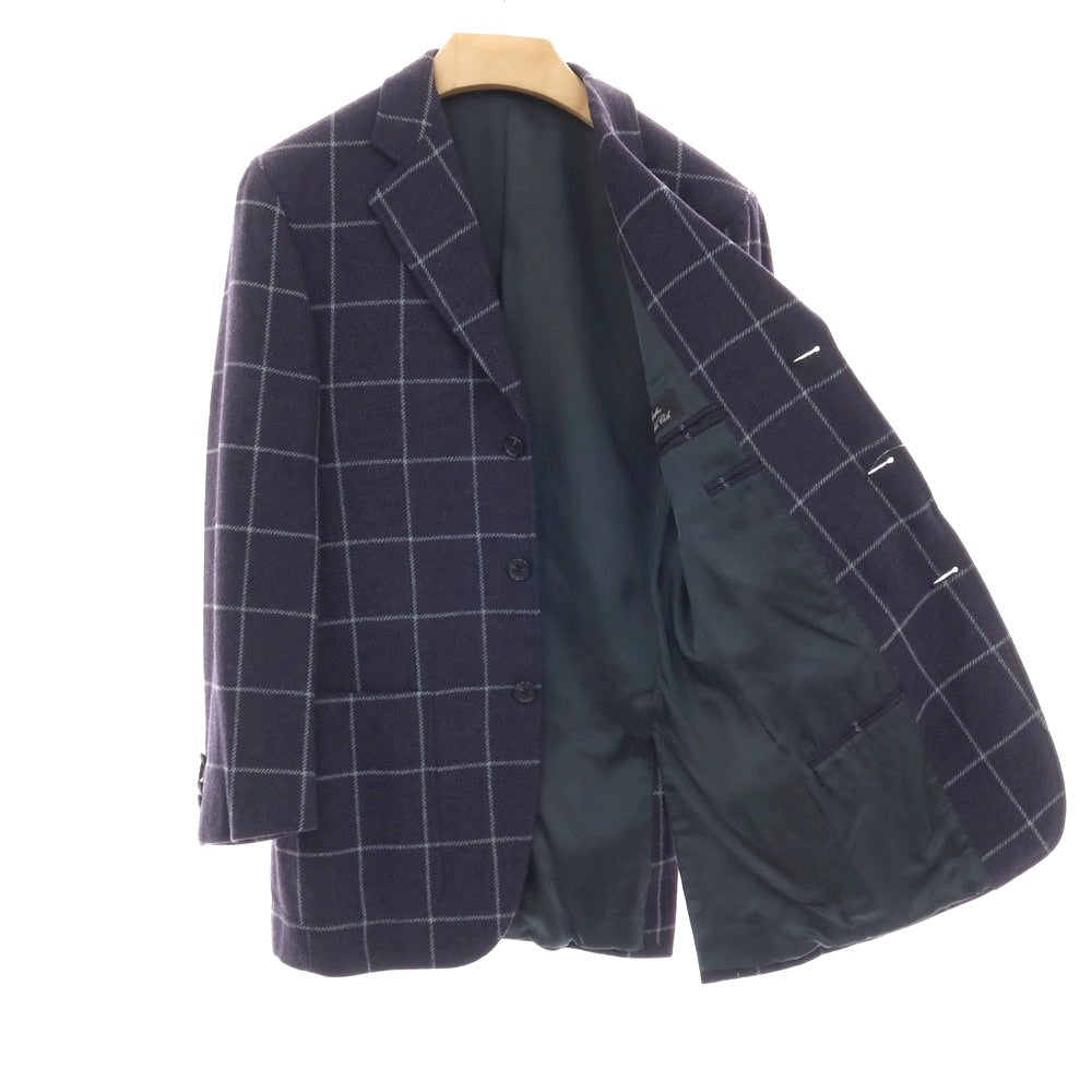 【中古】ヴァルディターロ Valditaro ウール ウィンドウペーンチェック 3B テーラードジャケット ネイビーxブルー【 44 】【 状態ランクB 】【 メンズ 】