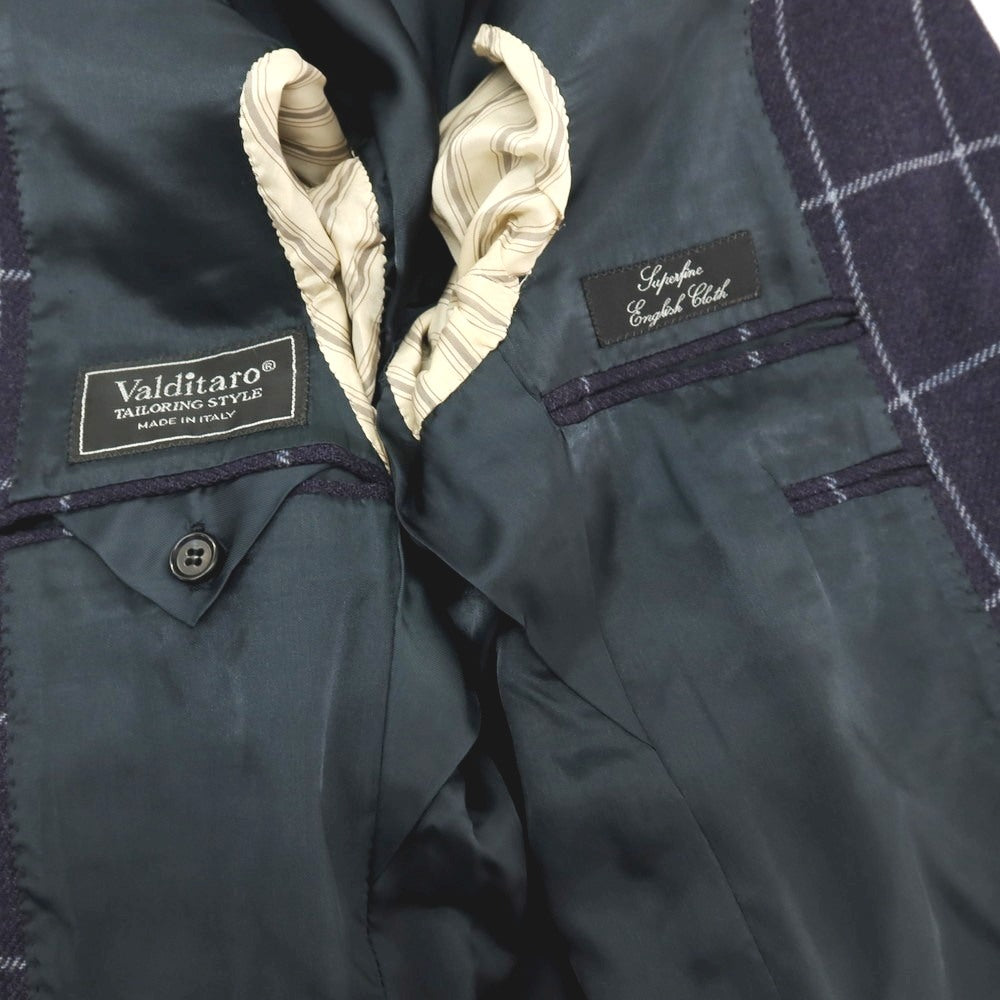 【中古】ヴァルディターロ Valditaro ウール ウィンドウペーンチェック 3B テーラードジャケット ネイビーxブルー【 44 】【 状態ランクB 】【 メンズ 】