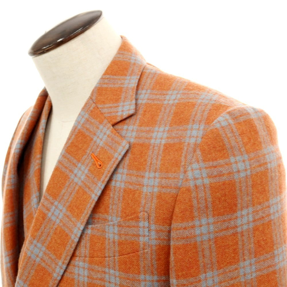 【中古】セイシェルズマインズ seychelles minds ツーピース ウール系 チェック 2B カジュアルジャケット オレンジ【 表記なし（L位） 】【 状態ランクB 】【 メンズ 】