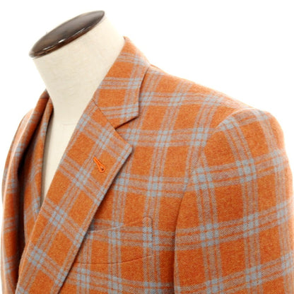 【中古】セイシェルズマインズ seychelles minds ツーピース ウール系 チェック 2B カジュアルジャケット オレンジ【 表記なし（L位） 】【 状態ランクB 】【 メンズ 】