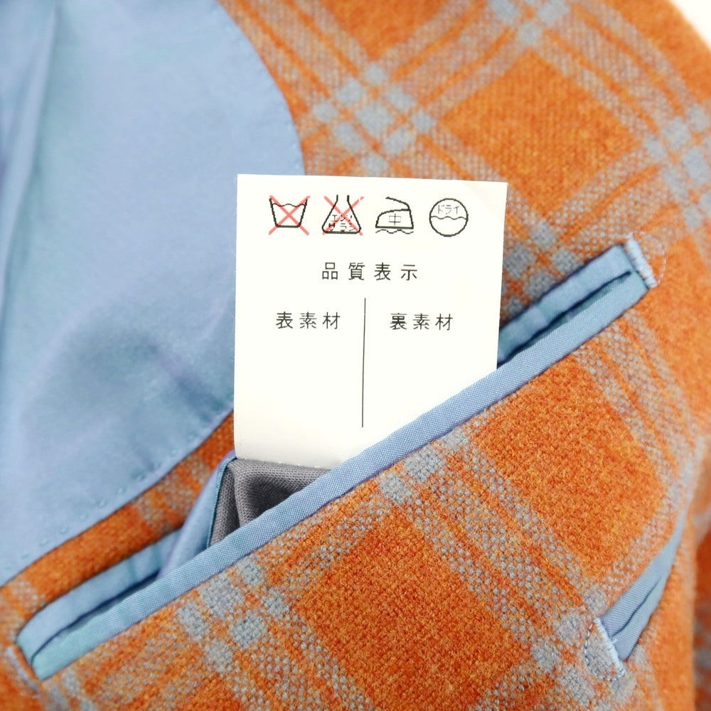 【中古】セイシェルズマインズ seychelles minds ツーピース ウール系 チェック 2B カジュアルジャケット オレンジ【 表記なし（L位） 】【 状態ランクB 】【 メンズ 】