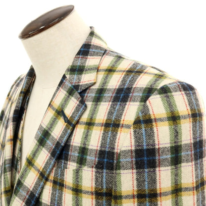 【中古】セイシェルズマインズ seychelles minds ツーピース ウール系 チェック 2B カジュアルジャケット アイボリーxマルチカラー【 表記なし（L位） 】【 状態ランクB 】【 メンズ 】