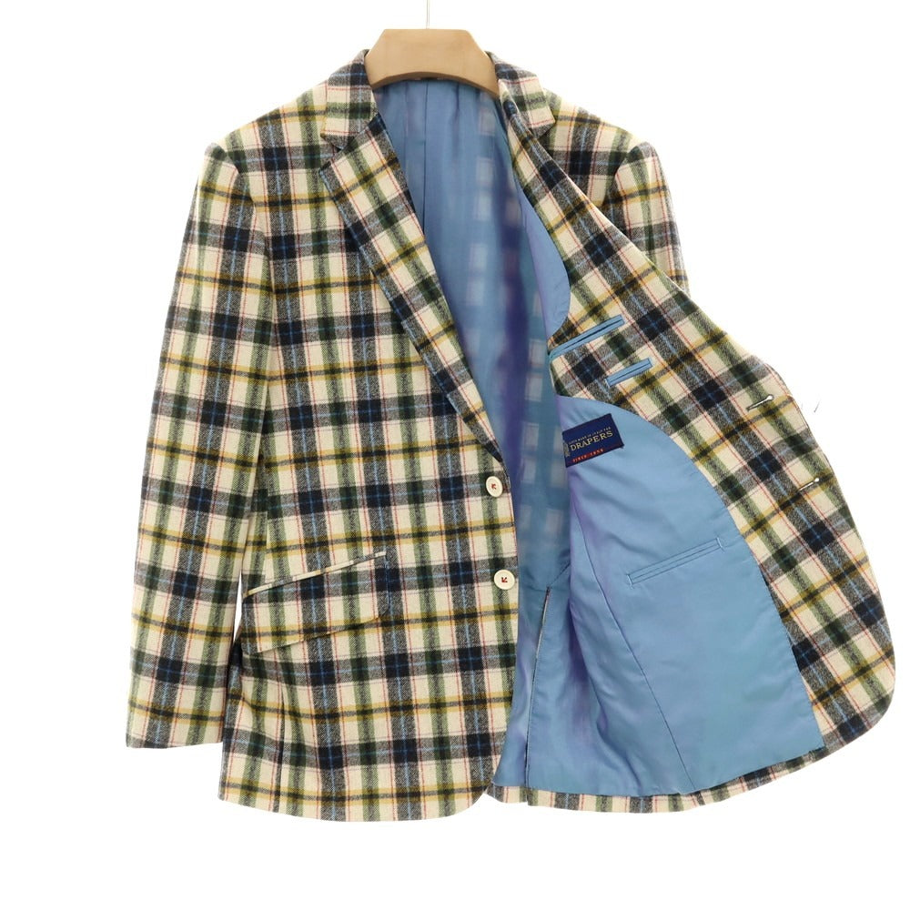【中古】セイシェルズマインズ seychelles minds ツーピース ウール系 チェック 2B カジュアルジャケット アイボリーxマルチカラー【 表記なし（L位） 】【 状態ランクB 】【 メンズ 】