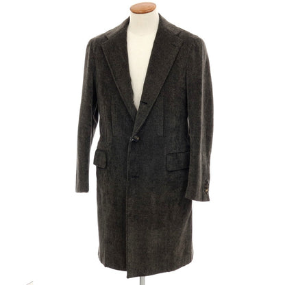 【中古】ルイジ ボレッリ Luigi Borrelli ベロアコットン チェスターフィールドコート グレーxブラック【 48 】【 状態ランクC 】【 メンズ 】