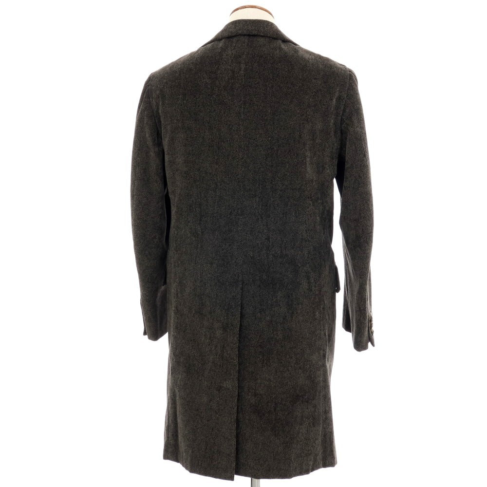 【中古】ルイジ ボレッリ Luigi Borrelli ベロアコットン チェスターフィールドコート グレーxブラック【 48 】【 状態ランクC 】【 メンズ 】