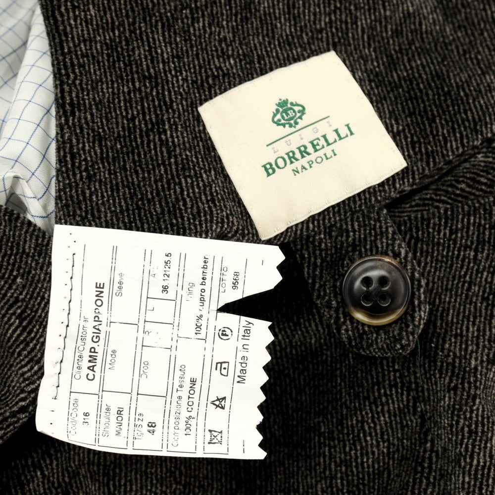 【中古】ルイジ ボレッリ Luigi Borrelli ベロアコットン チェスターフィールドコート グレーxブラック【 48 】【 状態ランクC 】【 メンズ 】