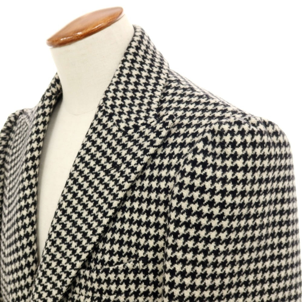 【中古】ユニバーサルランゲージ UNIVERSAL LANGUAGE ウール ハウンドトゥース柄 チェスターフィールドコート ブラックxホワイト【 M 】【 状態ランクA 】【 メンズ 】