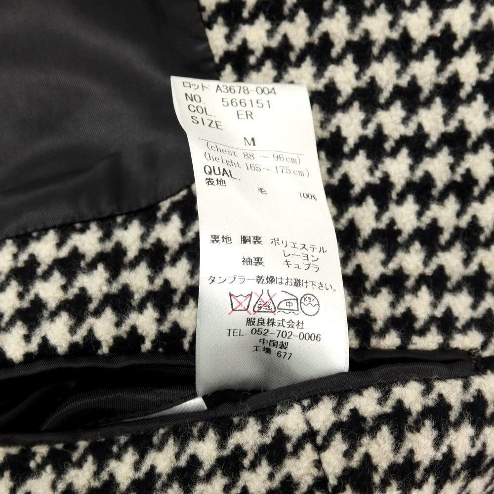 【中古】ユニバーサルランゲージ UNIVERSAL LANGUAGE ウール ハウンドトゥース柄 チェスターフィールドコート ブラックxホワイト【 M 】【 状態ランクA 】【 メンズ 】