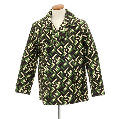 【中古】ハンコック HANCOCK ×Pierre-Louis Mascia ゴム引きコットン ダブルブレストコート グリーンxダークブラウン【 38 】【 状態ランクC 】【 メンズ 】