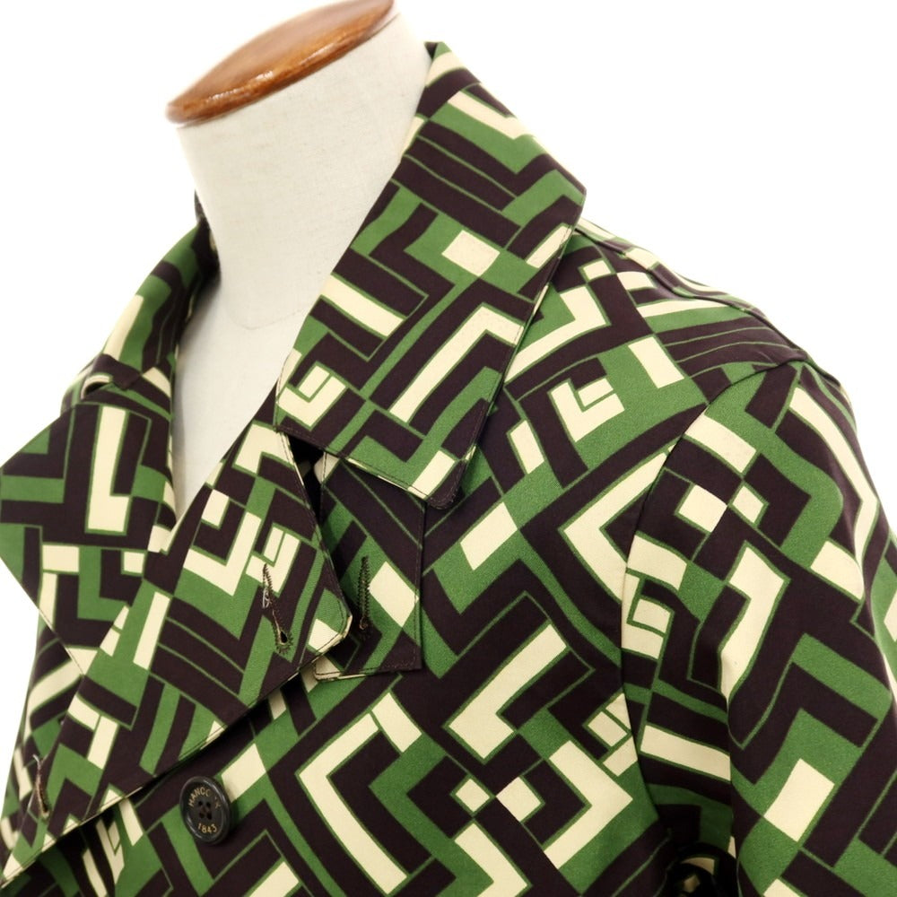 【中古】ハンコック HANCOCK ×Pierre-Louis Mascia ゴム引きコットン ダブルブレストコート グリーンxダークブラウン【 38 】【 状態ランクC 】【 メンズ 】