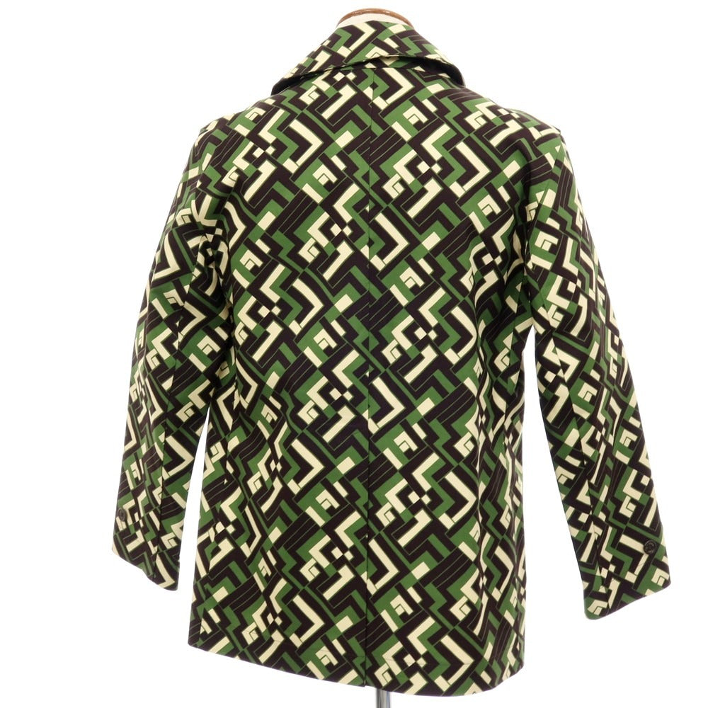 【中古】ハンコック HANCOCK ×Pierre-Louis Mascia ゴム引きコットン ダブルブレストコート グリーンxダークブラウン【 38 】【 状態ランクC 】【 メンズ 】