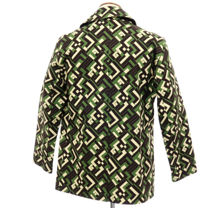 【中古】ハンコック HANCOCK ×Pierre-Louis Mascia ゴム引きコットン ダブルブレストコート グリーンxダークブラウン【 38 】【 状態ランクC 】【 メンズ 】