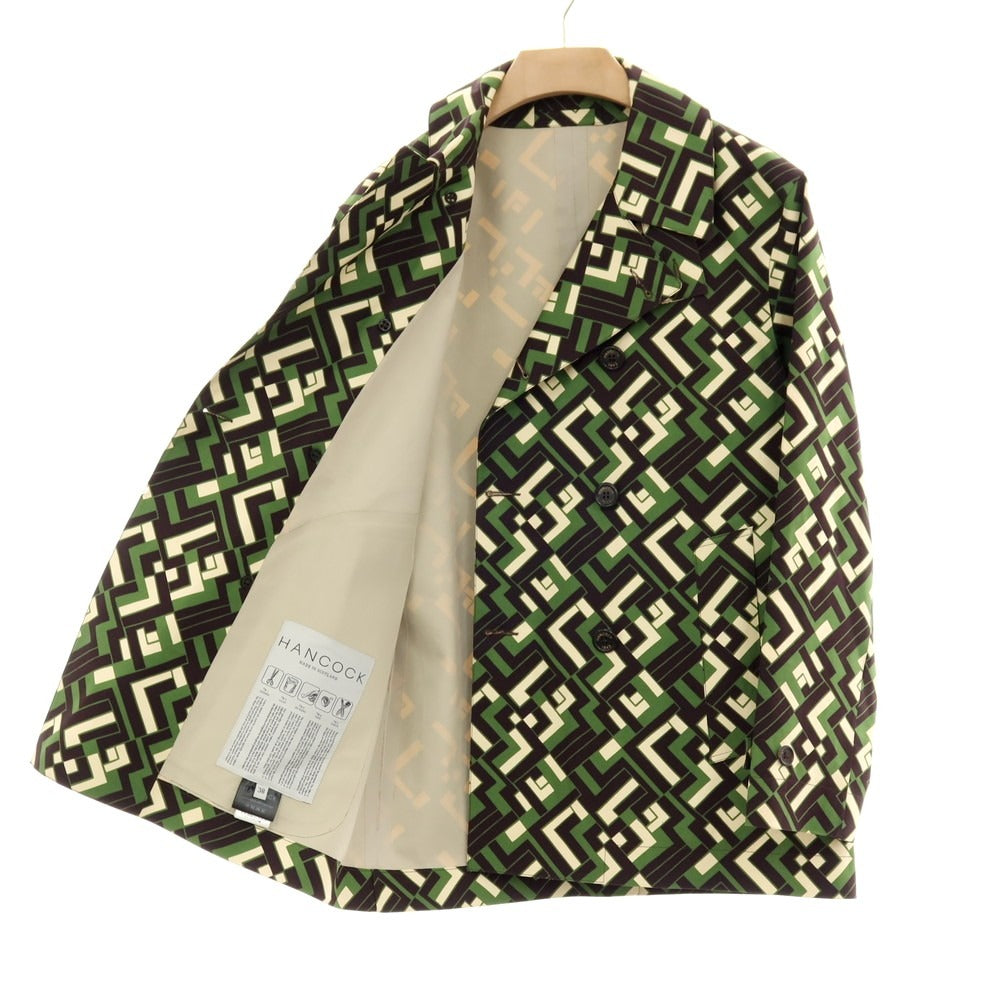 【中古】ハンコック HANCOCK ×Pierre-Louis Mascia ゴム引きコットン ダブルブレストコート グリーンxダークブラウン【 38 】【 状態ランクC 】【 メンズ 】
