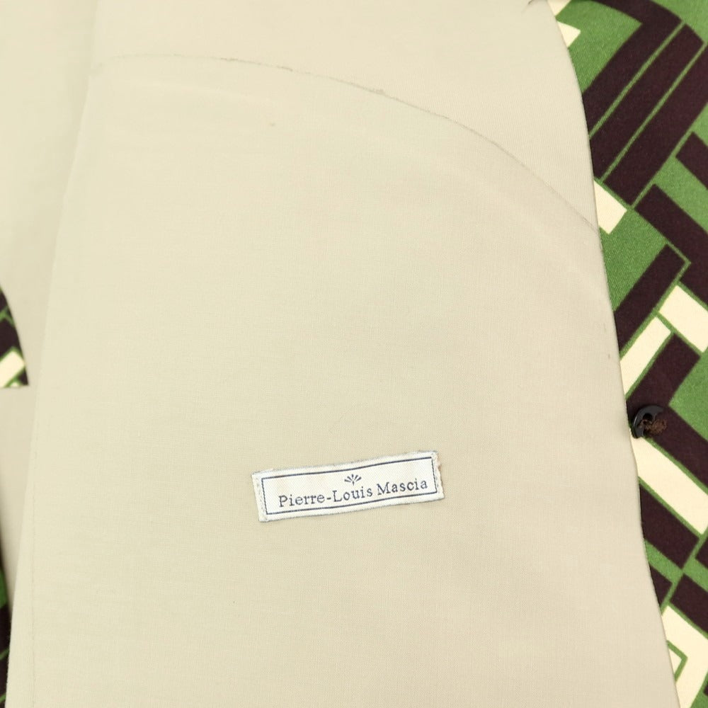 【中古】ハンコック HANCOCK ×Pierre-Louis Mascia ゴム引きコットン ダブルブレストコート グリーンxダークブラウン【 38 】【 状態ランクC 】【 メンズ 】