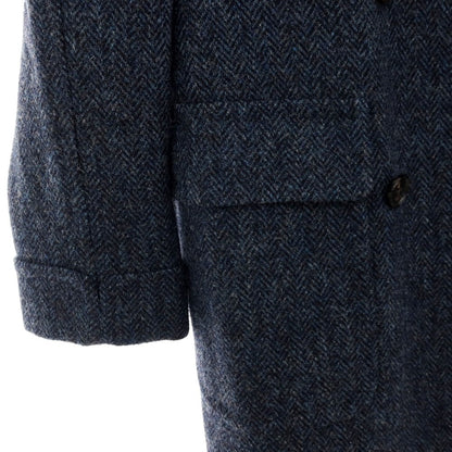 【中古】ラクアアンドシー lacquer&amp;c ハリスツイード ダブルブレストポロコート ネイビー【 S 】【 状態ランクB 】【 メンズ 】