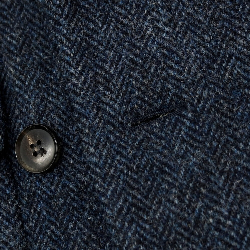 【中古】ラクアアンドシー lacquer&amp;c ハリスツイード ダブルブレストポロコート ネイビー【 S 】【 状態ランクB 】【 メンズ 】