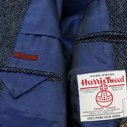 【中古】ラクアアンドシー lacquer&amp;c ハリスツイード ダブルブレストポロコート ネイビー【 S 】【 状態ランクB 】【 メンズ 】