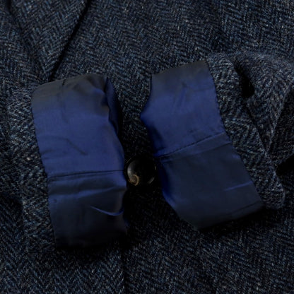 【中古】ラクアアンドシー lacquer&amp;c ハリスツイード ダブルブレストポロコート ネイビー【 S 】【 状態ランクB 】【 メンズ 】