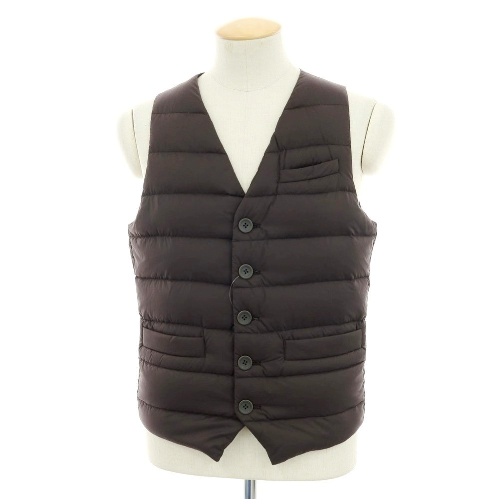【中古】ヘルノ Herno ナイロンポリウレタン ダウンベスト ジレ ブラウン【 サイズ44 】【 状態ランクB 】【 メンズ 】 [APD]