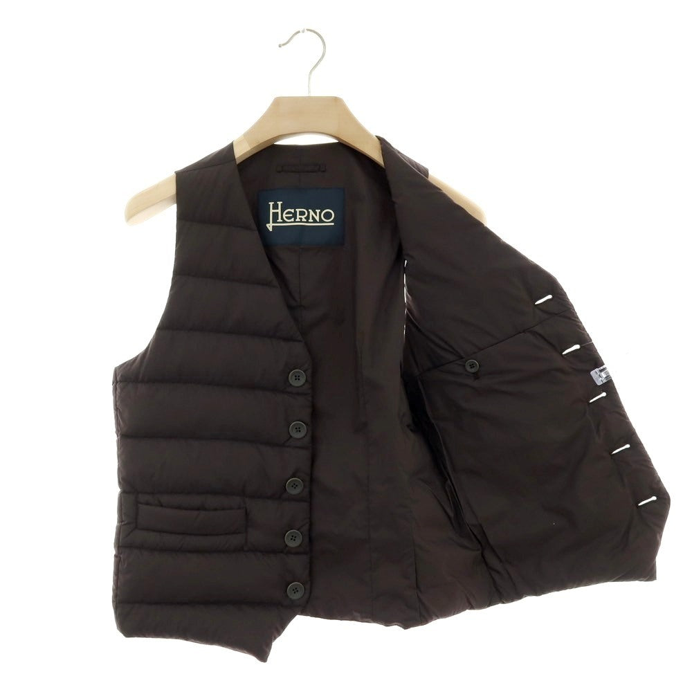【中古】ヘルノ Herno ナイロンポリウレタン ダウンベスト ジレ ブラウン【 サイズ44 】【 状態ランクB 】【 メンズ 】 [APD]