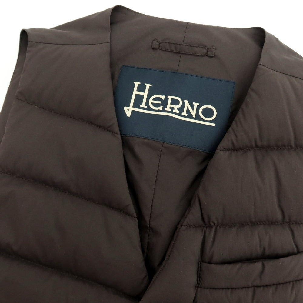 【中古】ヘルノ Herno ナイロンポリウレタン ダウンベスト ジレ ブラウン【 サイズ44 】【 状態ランクB 】【 メンズ 】 [APD]