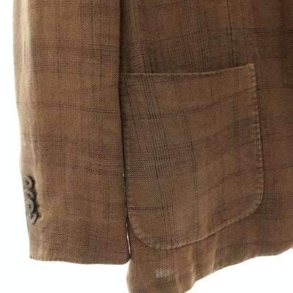 【中古】ラルディーニ LARDINI リネンコットン チェック 3B カジュアルジャケット アッシュブラウン系【サイズ44】【 状態ランクD 】【 メンズ 】
