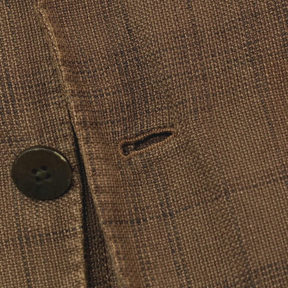 【中古】ラルディーニ LARDINI リネンコットン チェック 3B カジュアルジャケット アッシュブラウン系【サイズ44】【 状態ランクD 】【 メンズ 】