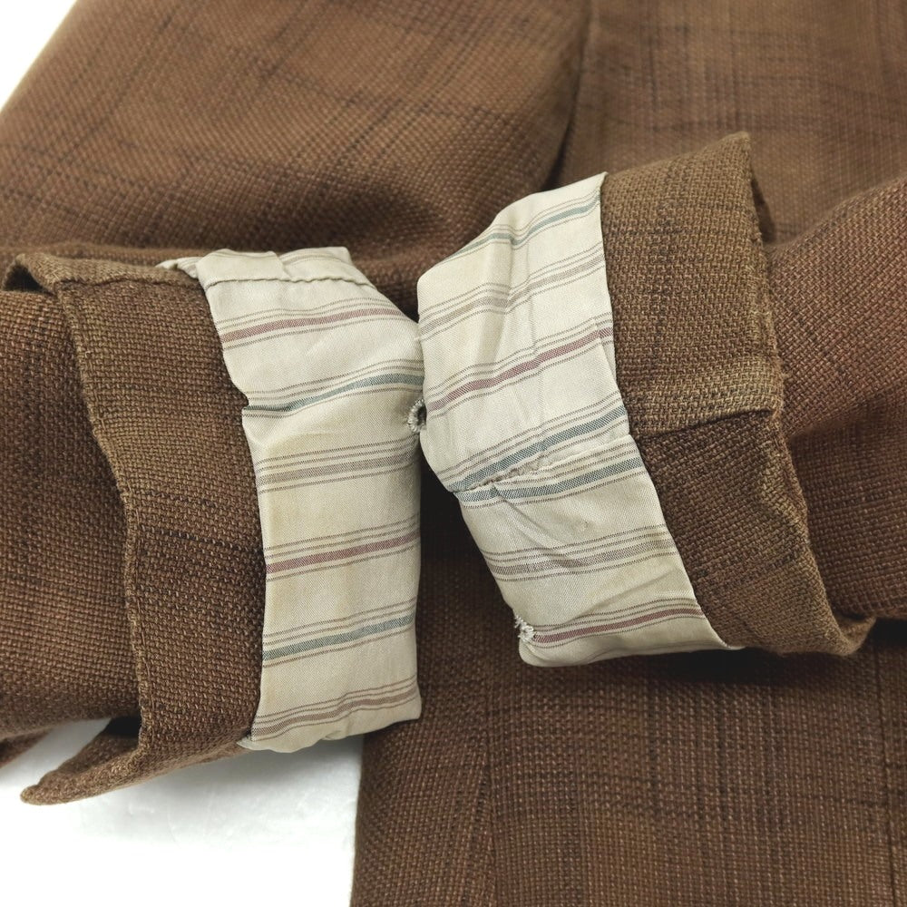 【中古】ラルディーニ LARDINI リネンコットン チェック 3B カジュアルジャケット アッシュブラウン系【サイズ44】【 状態ランクD 】【 メンズ 】
