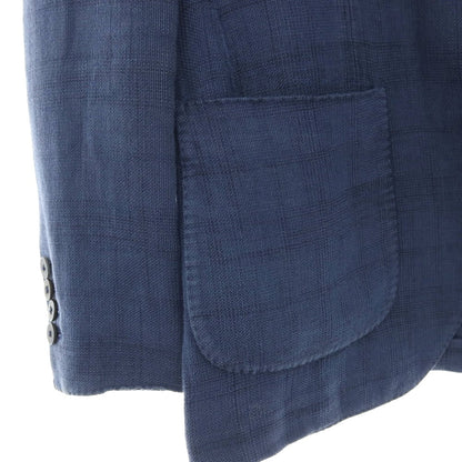 【中古】ラルディーニ LARDINI リネンコットン チェック 3B カジュアルジャケット ネイビーブルー【サイズ44】【 状態ランクC 】【 メンズ 】