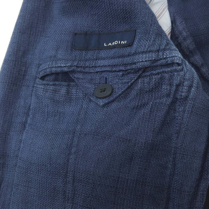 【中古】ラルディーニ LARDINI リネンコットン チェック 3B カジュアルジャケット ネイビーブルー【サイズ44】【 状態ランクC 】【 メンズ 】