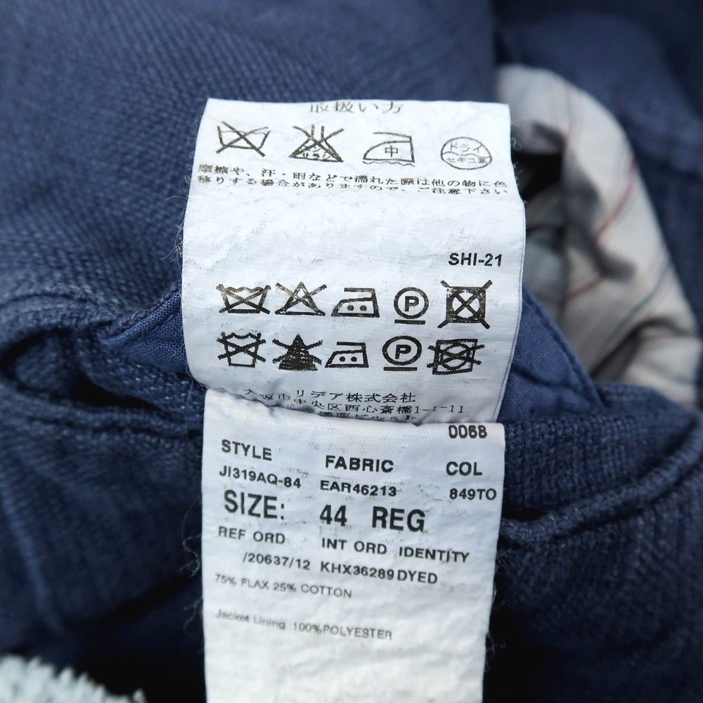 【中古】ラルディーニ LARDINI リネンコットン チェック 3B カジュアルジャケット ネイビーブルー【サイズ44】【 状態ランクC 】【 メンズ 】