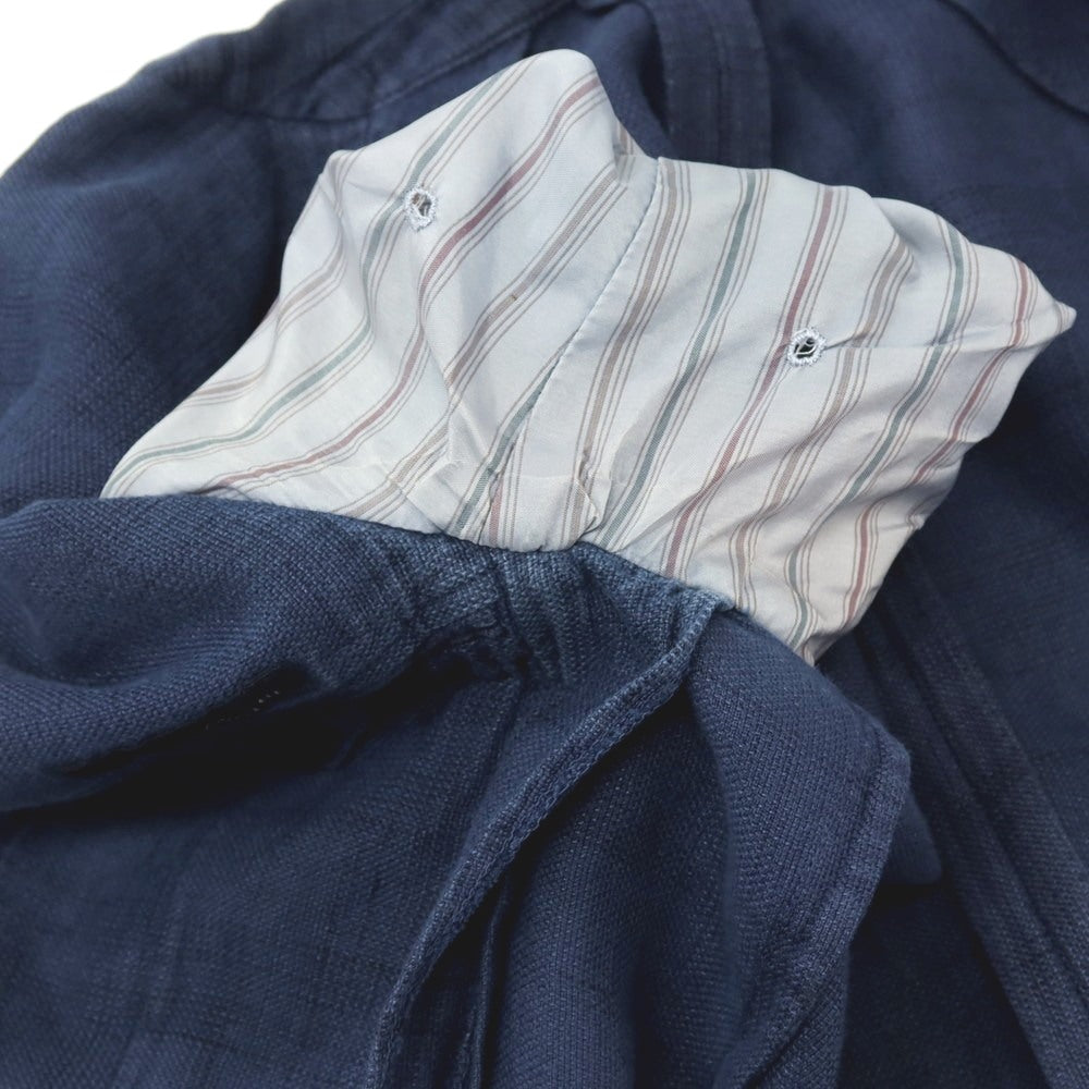 【中古】ラルディーニ LARDINI リネンコットン チェック 3B カジュアルジャケット ネイビーブルー【サイズ44】【 状態ランクC 】【 メンズ 】