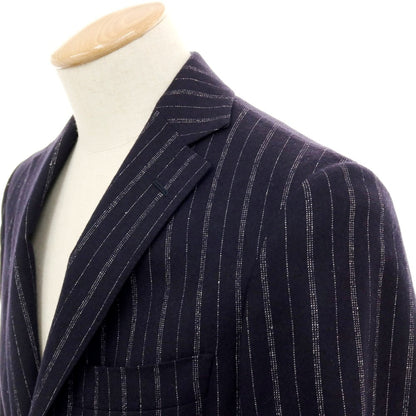 【中古】ベルベスト Belvest ウール ストライプ 3つボタンスーツ ダークネイビーxホワイト【 44 】【 状態ランクB 】【 メンズ 】