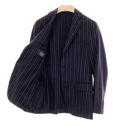 【中古】ベルベスト Belvest ウール ストライプ 3つボタンスーツ ダークネイビーxホワイト【 44 】【 状態ランクB 】【 メンズ 】