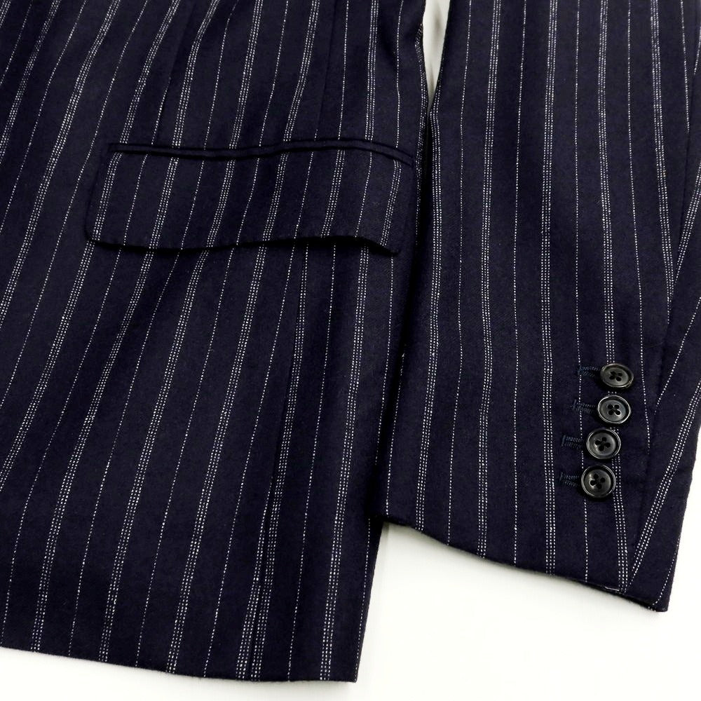 【中古】ベルベスト Belvest ウール ストライプ 3つボタンスーツ ダークネイビーxホワイト【 44 】【 状態ランクB 】【 メンズ 】