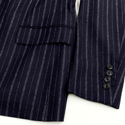 【中古】ベルベスト Belvest ウール ストライプ 3つボタンスーツ ダークネイビーxホワイト【 44 】【 状態ランクB 】【 メンズ 】