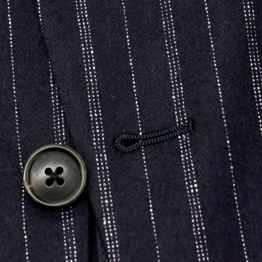 【中古】ベルベスト Belvest ウール ストライプ 3つボタンスーツ ダークネイビーxホワイト【 44 】【 状態ランクB 】【 メンズ 】