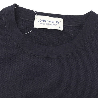 【中古】ジョンスメドレー JOHN SMEDLEY コットン クルーネック 半袖 プルオーバーニット ネイビー【サイズM】【 状態ランクC 】【 メンズ 】