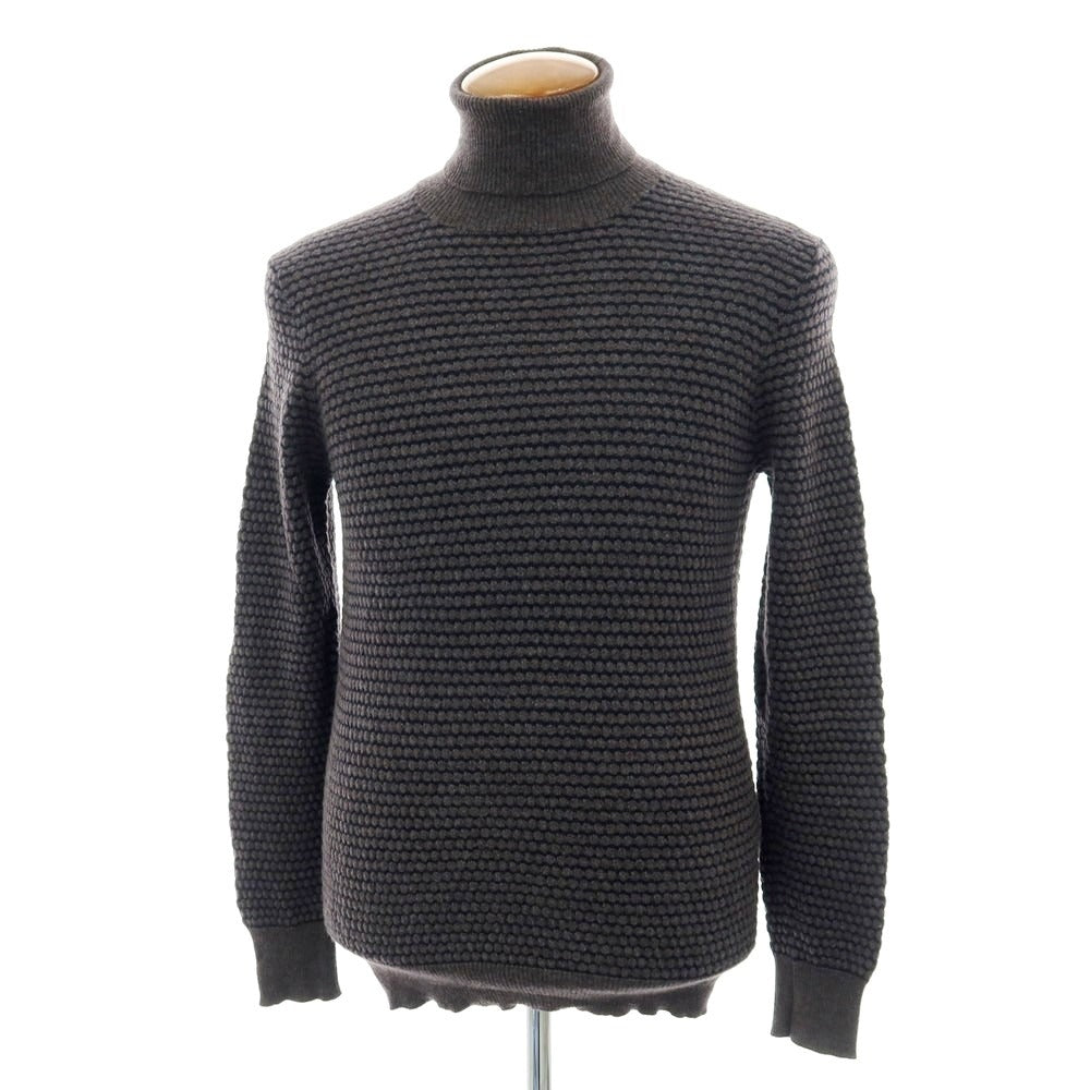 【中古】カングラ Kangra ウール タートルネックニット アッシュブラウンxブラック【 48 】【 状態ランクC 】【 メンズ 】