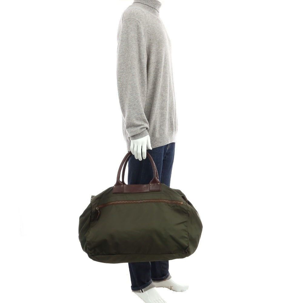 【中古】フェリージ Felisi P3/1 ナイロン レザー ボストンバッグ オリーブグリーンxブラウン【 状態ランクD 】【 メンズ 】